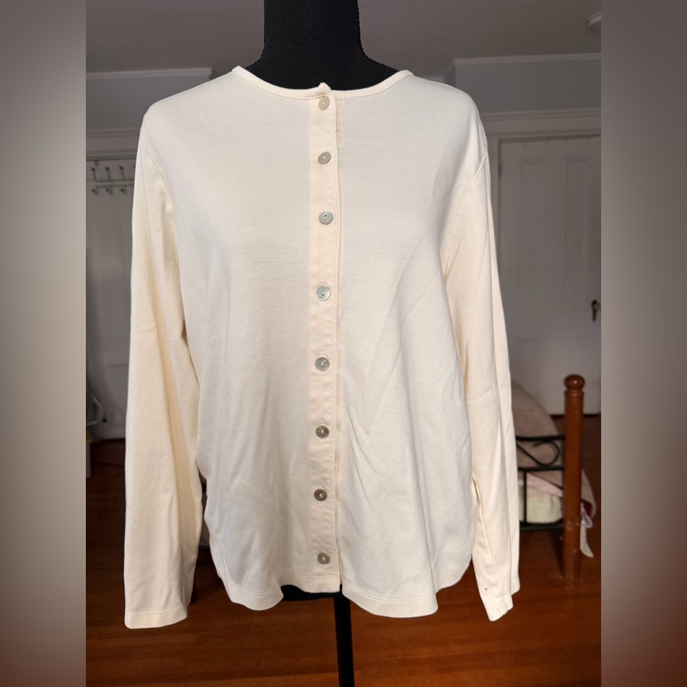 LL Bean Cream Button-Up Women's Top Size XL
